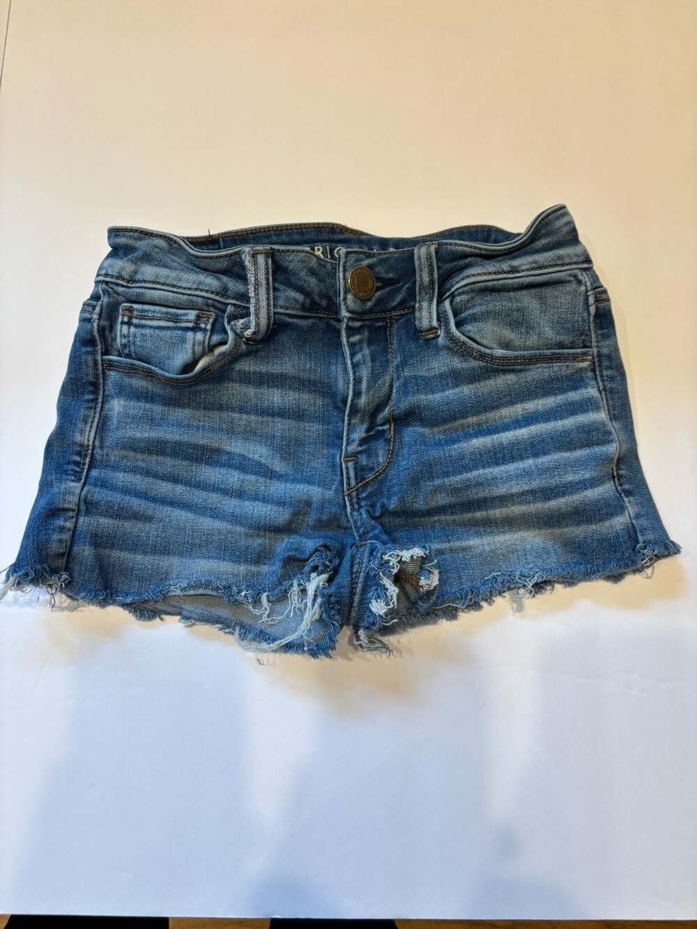 American Eagle Next Level Stretch Raw Hem Denim Shorts Size 0